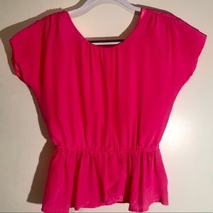 Pink Silk SS top with cutout back